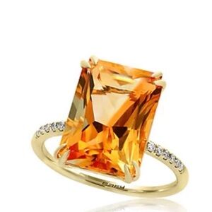 Effy7.15 ct. t.w. Citrine and 1/10 ct. t.w. Diamond Ring in 14K Yellow Gold